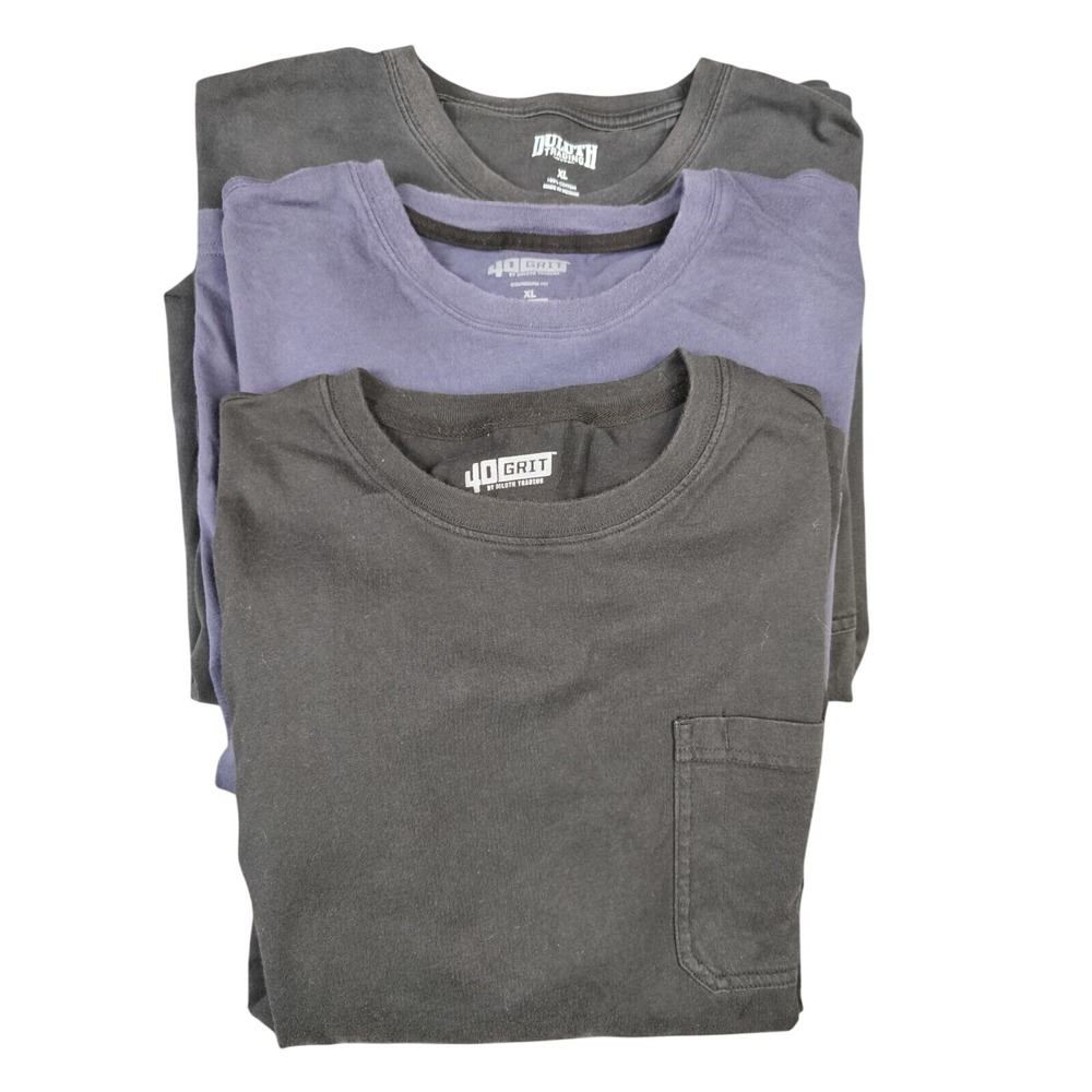 Duluth Trading Co 40 Grit Mens XL T-Shirt Lot 3 Pack Pocket Cotton Black Blue